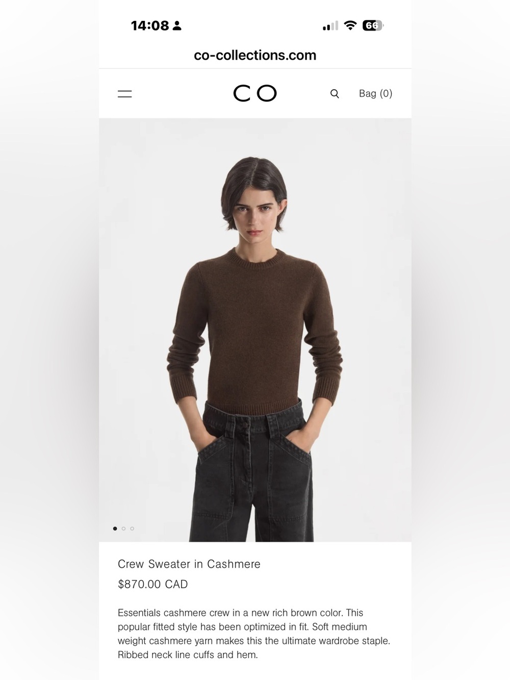 Final Price- No Offers! Co Collection Gray Crew Sweater in Thick Cashmere-Size S